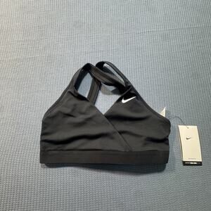 Nike Dri-FIT Medium-Support Padded Sports Bra‎ Women's Sz L Black Brand New